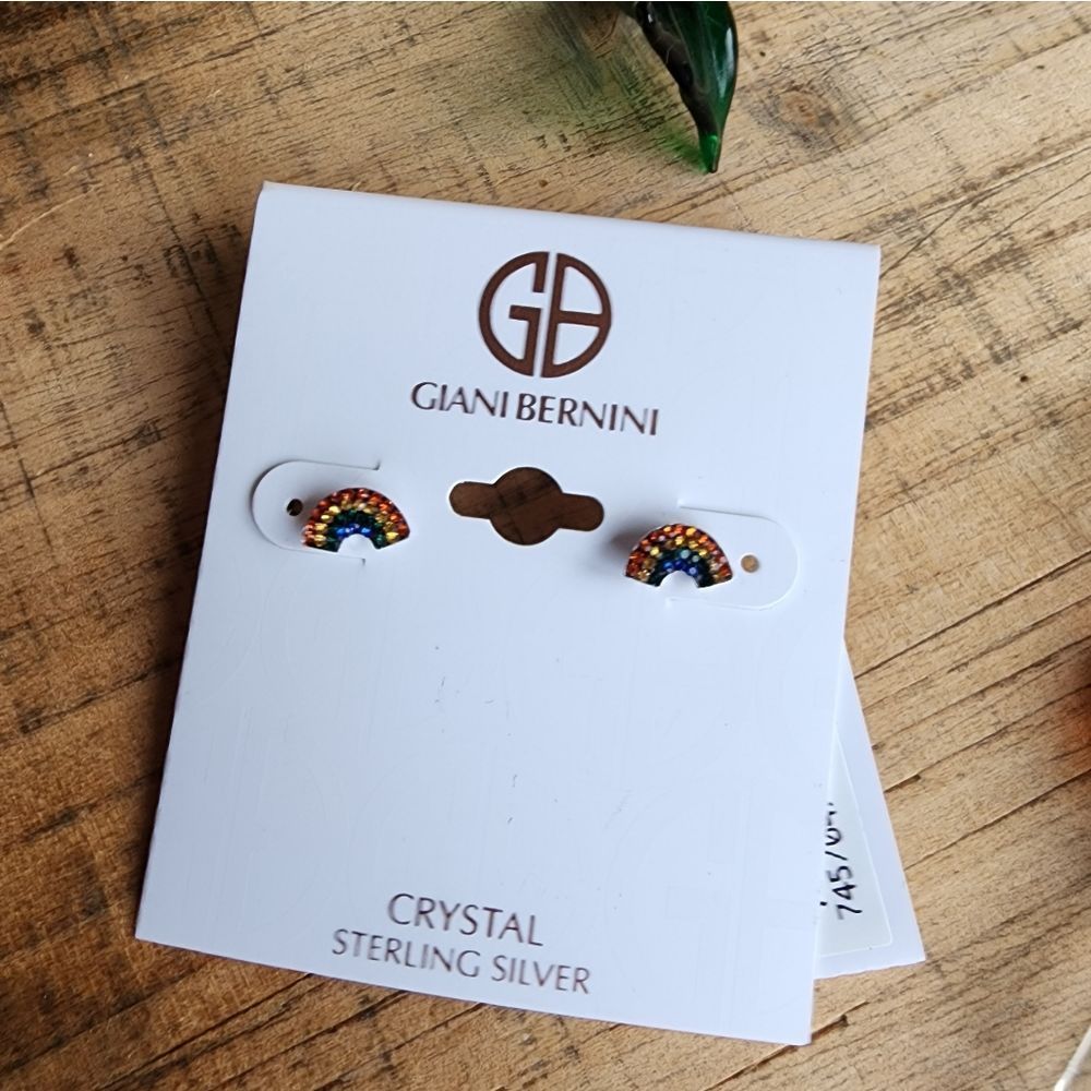 Crystal Rainbow Stud Earrings in Sterling Silver NWT